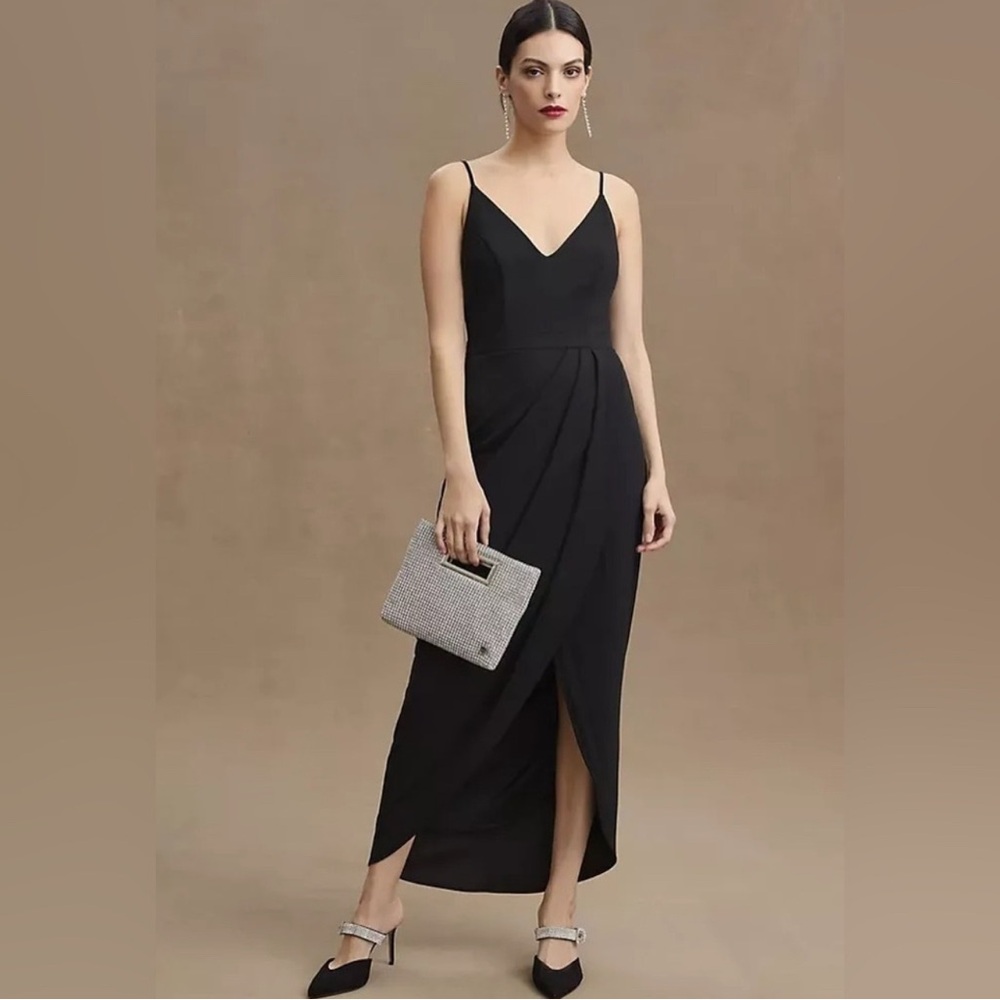 NWT BHLDN Lyra Black Faux-Wrap Midi Dress Sz 16